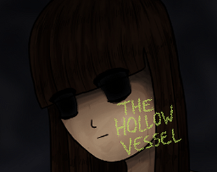 a doll with hollow eyes with the text THE HOLLOW VESSEL over her in yellow